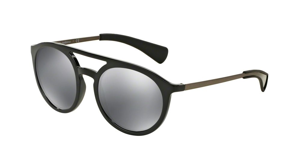 Dolce&amp;Gabbana DG6101 Sunglasses 501/6G-53 - Black/matte Gunmetal Frame, Grey Mirror Black Lenses