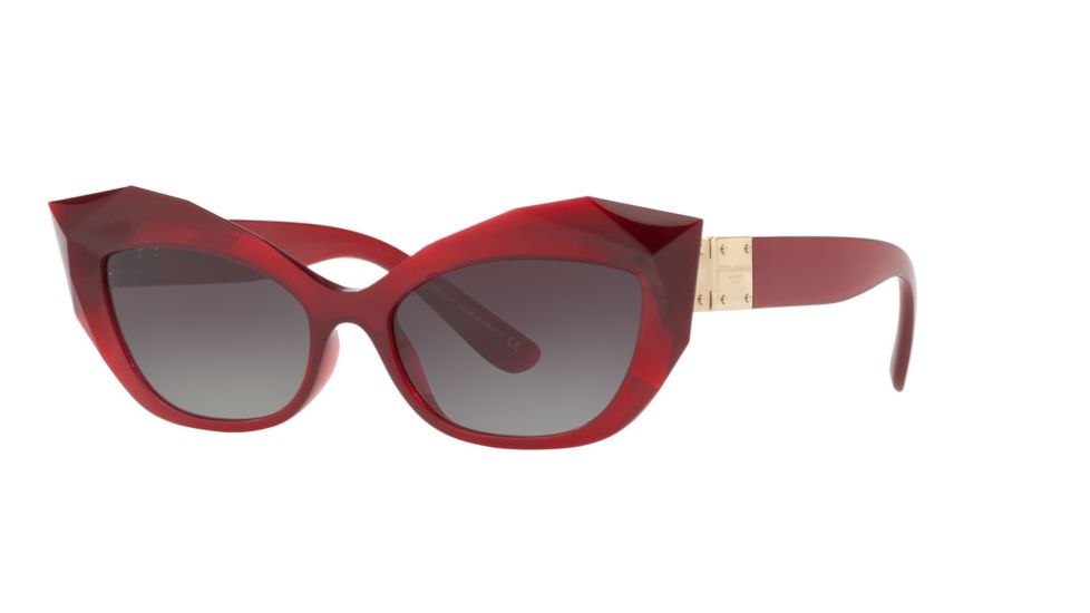 Dolce&amp;Gabbana DG6123 Progressive Prescription Sunglasses, 54mm, Transparent Bordeaux, DG6123-15518G-54-PRO