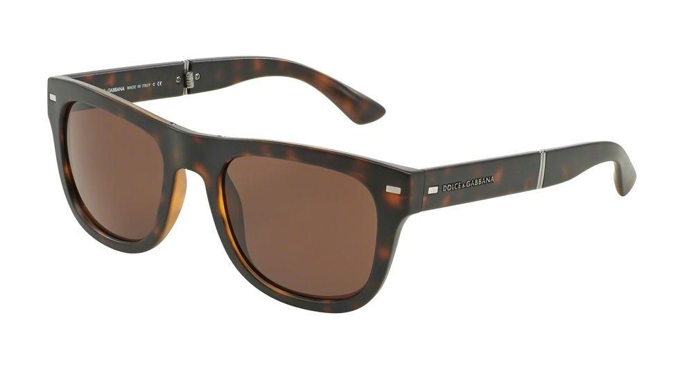 Dolce&amp;Gabbana FOLDING DG6089 Sunglasses 502/73-53 - Matte Havana Frame, Brown Lenses