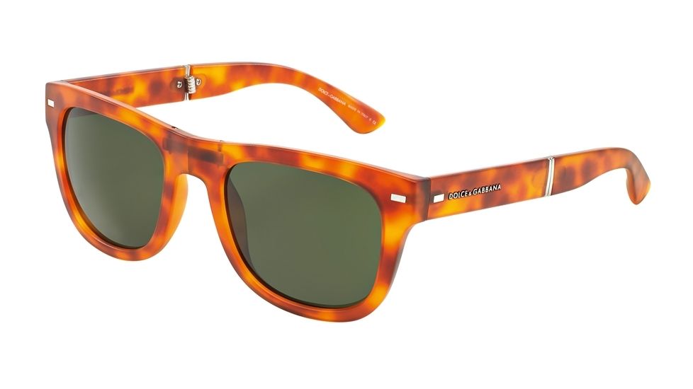 Dolce&amp;Gabbana FOLDING DG6089 Sunglasses 706/71-53 - Matte Light Havana Frame, Grey Green Lenses