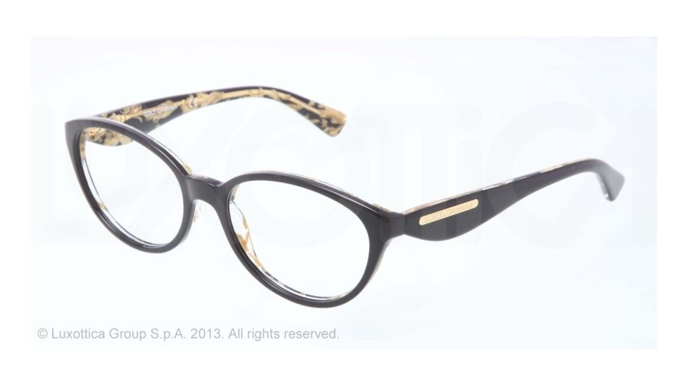 Dolce&amp;Gabbana GOLD LEAF DG3173 Bifocal Prescription Eyeglasses 2744-51 - Top Black On Leaf Gold Frame