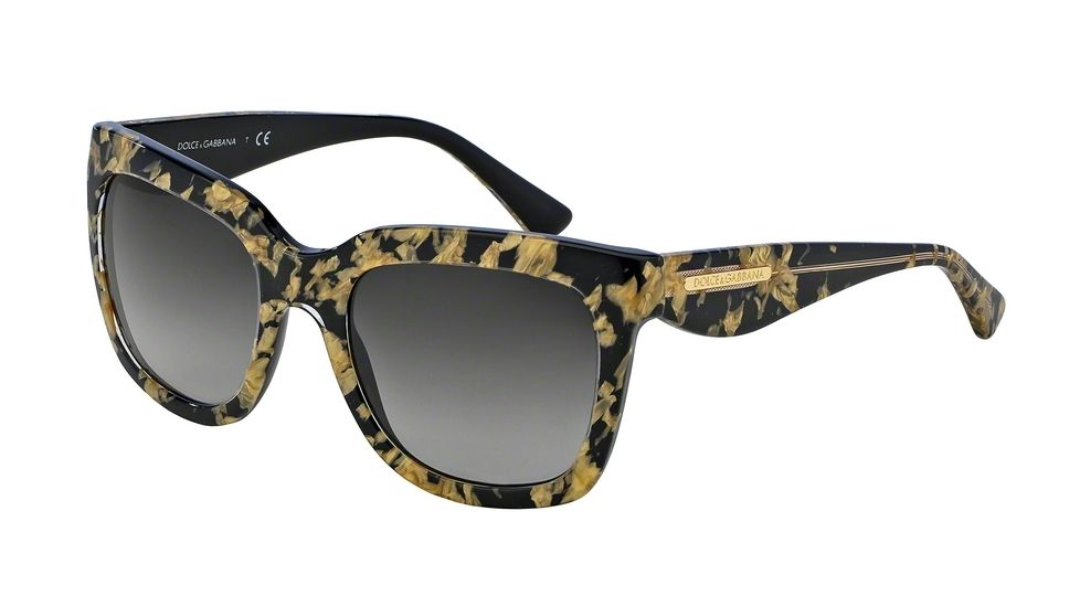 Dolce&amp;Gabbana GOLD LEAF DG4197 Progressive Prescription Sunglasses DG4197-27458G-53 - Lens Diameter 53 mm, Frame Color Leaf Gold On Black