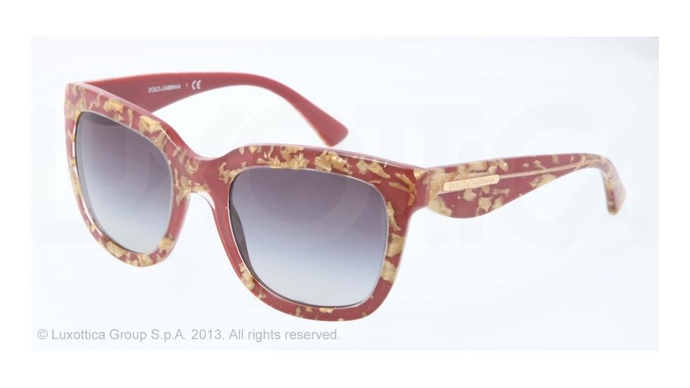 Dolce&amp;Gabbana GOLD LEAF DG4197 Progressive Prescription Sunglasses DG4197-27488G-53 - Lens Diameter 53 mm, Lens Diameter 53 mm, Frame Color Leaf Gold On Red