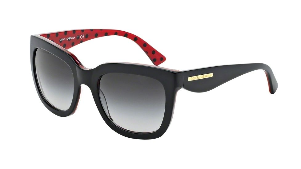 Dolce&amp;Gabbana GOLD LEAF DG4197 Progressive Prescription Sunglasses DG4197-28718G-53 - Lens Diameter 53 mm, Frame Color Black/Pois Black/Red