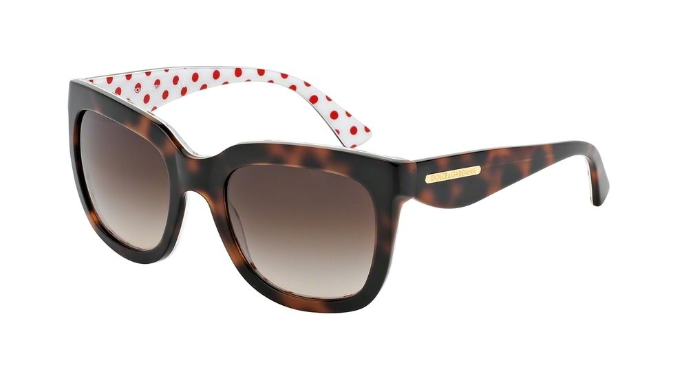 Dolce&amp;Gabbana GOLD LEAF DG4197 Progressive Prescription Sunglasses DG4197-287213-53 - Lens Diameter 53 mm, Frame Color Havana/Pois Red/White