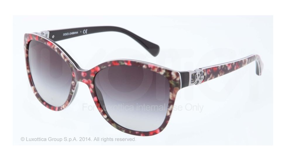 Dolce&amp;Gabbana ICONIC LOGO DG4162P Progressive Prescription Sunglasses DG4162P-27788G-56 - Lens Diameter 56 mm, Frame Color Top Black Flowers On Black