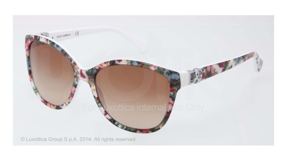 Dolce&amp;Gabbana ICONIC LOGO DG4162P Progressive Prescription Sunglasses DG4162P-278013-56 - Lens Diameter 56 mm, Frame Color Top White Flowers On White