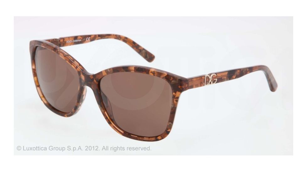Dolce&amp;Gabbana ICONIC LOGO DG4170P Sunglasses 255073-57 - Brown Marble Frame, Brown Lenses