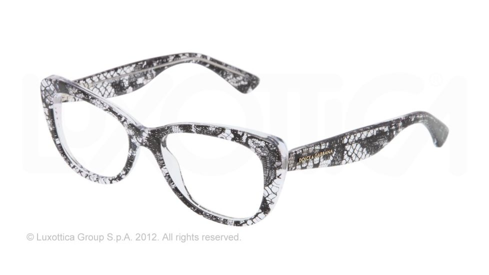 Dolce&amp;Gabbana LACE DG3166 Single Vision Prescription Eyeglasses 1901-50 - Black Lace Frame
