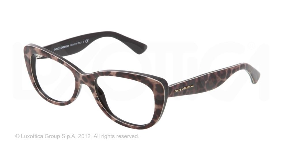 Dolce&amp;Gabbana LACE DG3166 Single Vision Prescription Eyeglasses 1995-53 - Leopard Frame