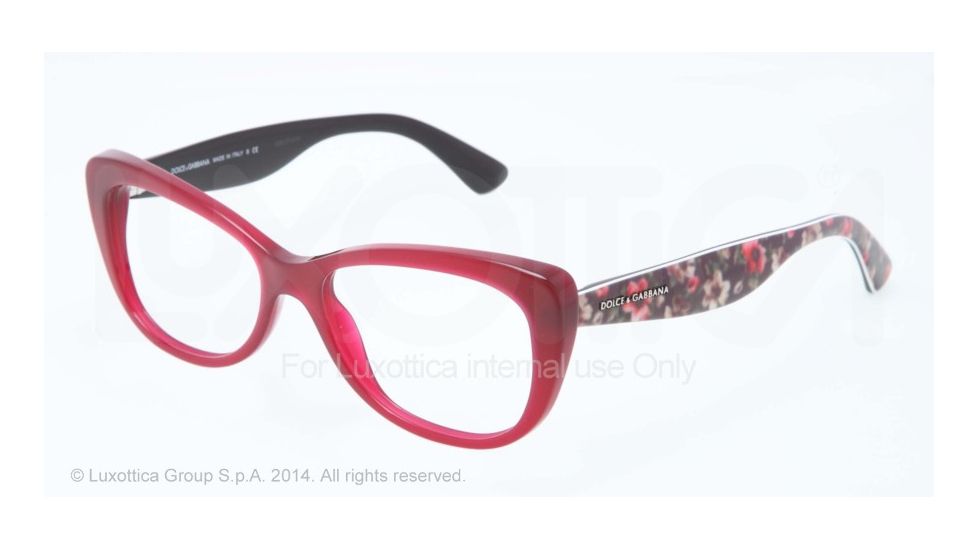 Dolce&amp;Gabbana LACE DG3166 Single Vision Prescription Eyeglasses 2782-53 - Opal Bordeaux Frame