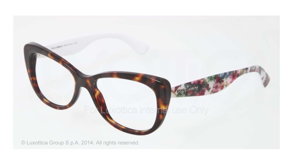 Dolce&amp;Gabbana LACE DG3166 Single Vision Prescription Eyeglasses 2783-51 - Havana Frame
