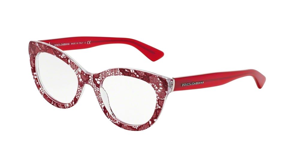 Dolce&amp;Gabbana LACE DG3197 Bifocal Prescription Eyeglasses 2852-51 - Red Lace Frame