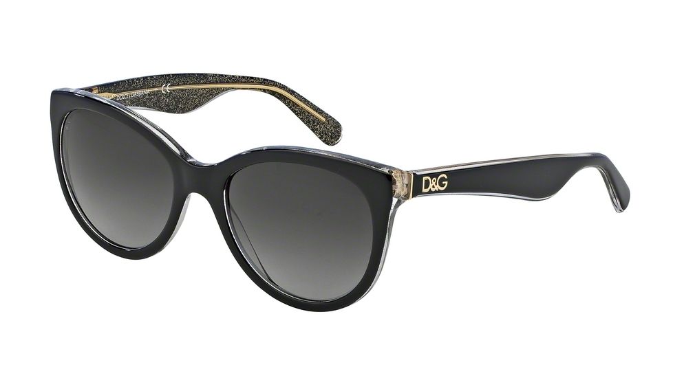 Dolce&amp;Gabbana LIP GLOSS DG4192 Sunglasses 27378G-53 - Top Black/glitter Gold Frame, Gray Gradient Lenses
