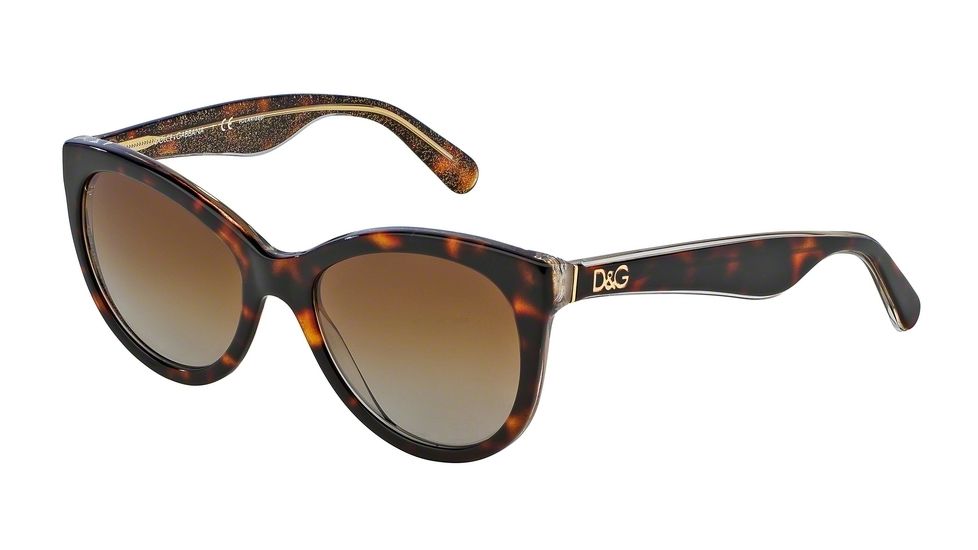 Dolce&amp;Gabbana LIP GLOSS DG4192 Sunglasses 2738T5-53 - Top Havana/glitter Gold Frame, Polar Brown Gradient Lenses
