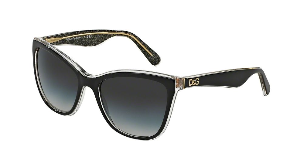 Dolce&amp;Gabbana LIP GLOSS DG4193 Sunglasses 27378G-56 - Top Black/glitter Gold Frame, Gray Gradient Lenses