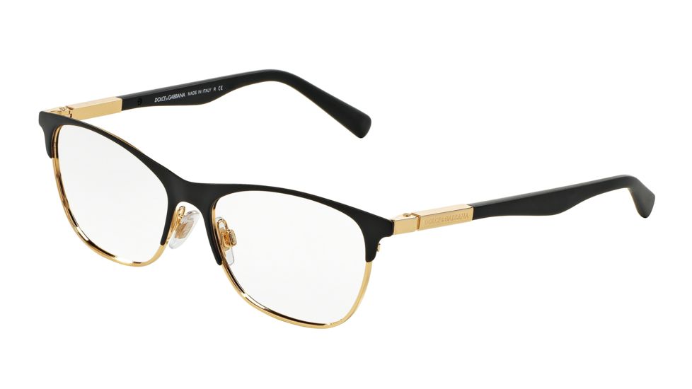 Dolce&amp;Gabbana LIPSTICK DG1246 Eyeglass Frames 1220-53 - Matte Black/Gold Frame, Demo Lens Lenses