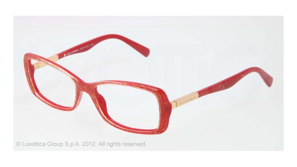 Dolce&amp;Gabbana LIPSTICK DG3156 Progressive Prescription Eyeglasses 2703-51 - Red Straw Frame, Demo Lens Lenses