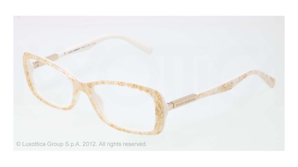 Dolce&amp;Gabbana LIPSTICK DG3156 Progressive Prescription Eyeglasses 2704-51 - White Straw Frame, Demo Lens Lenses