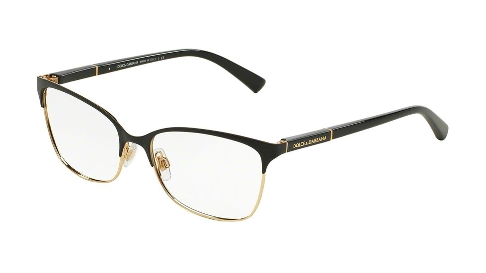 Dolce&amp;Gabbana LOGO PLAQUE DG1268 Bifocal Prescription Eyeglasses 025-54 - Black/Gold Frame