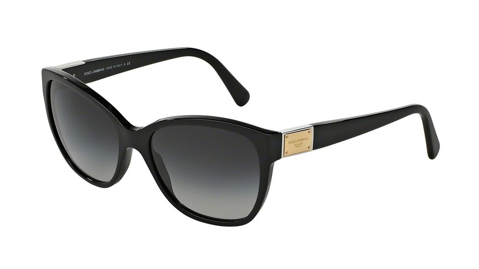 Dolce&amp;Gabbana LOGO PLAQUE DG4195 Sunglasses 501/8G-56 - Black Frame, Gray Gradient Lenses