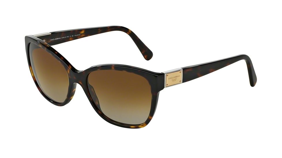 Dolce&amp;Gabbana LOGO PLAQUE DG4195 Sunglasses 502/T5-56 - Havana Frame, Polar Brown Gradient Lenses