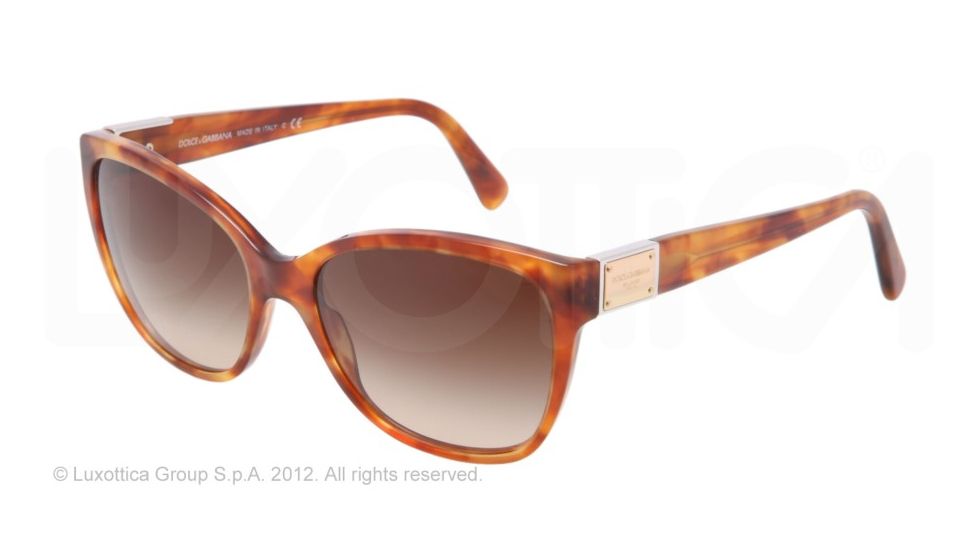 Dolce&amp;Gabbana LOGO PLAQUE DG4195 Sunglasses 706/13-56 - Light Havana Frame, Brown Gradient Lenses