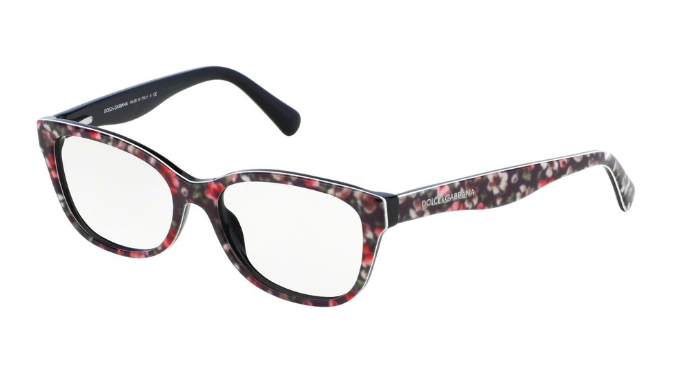 Dolce&amp;Gabbana MATT SILK DG3136 Prescription Eyeglasses 2778-55 - Top Black Flowers On Black Frame