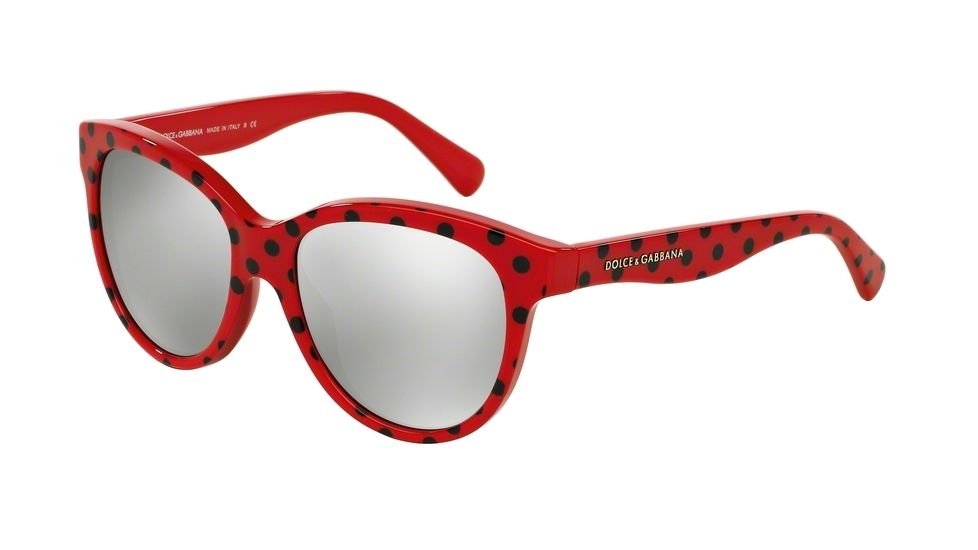 Dolce&amp;Gabbana MATT SILK DG4176 Bifocal Prescription Sunglasses DG4176-28736G-49 - Lens Diameter 49 mm, Frame Color Pois Black On Red