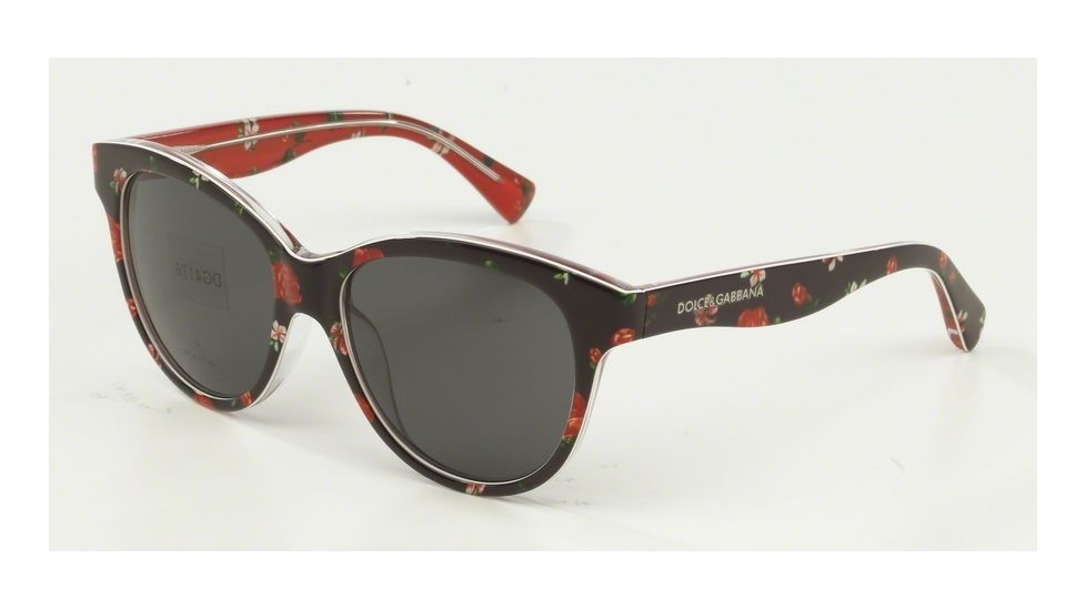 Dolce&amp;Gabbana MATT SILK DG4176 Bifocal Prescription Sunglasses DG4176-29868G-49 - Lens Diameter 49 mm, Frame Color Rose/flowers On Black