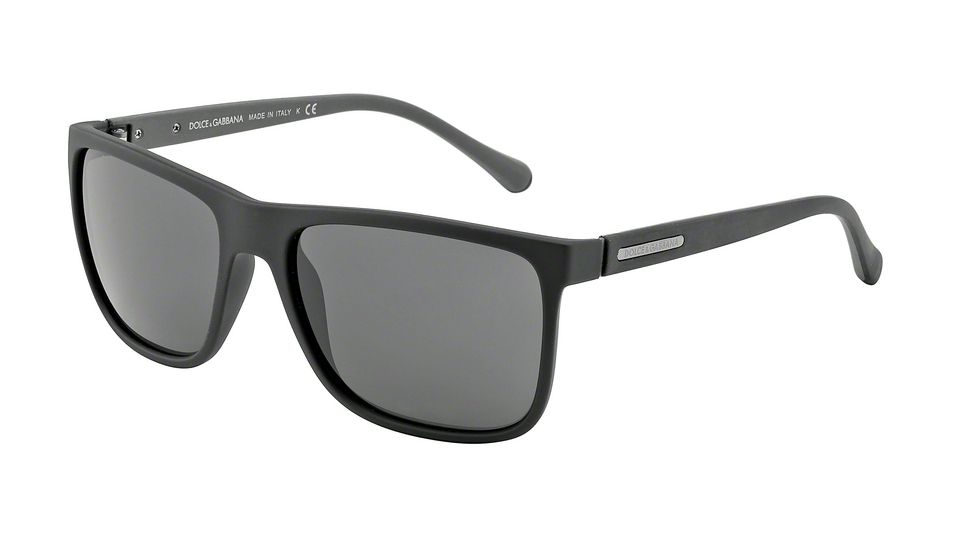 Dolce&amp;Gabbana OVER-MOLDED RUBEBR DG6086 Single Vision Prescription Sunglasses DG6086-280587-56 - Lens Diameter 56 mm, Frame Color Black Rubber