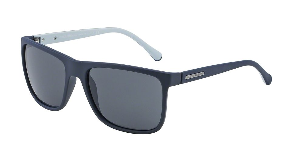 Dolce&amp;Gabbana OVER-MOLDED RUBEBR DG6086 Single Vision Prescription Sunglasses DG6086-280687-56 - Lens Diameter 56 mm, Frame Color Blue Rubber