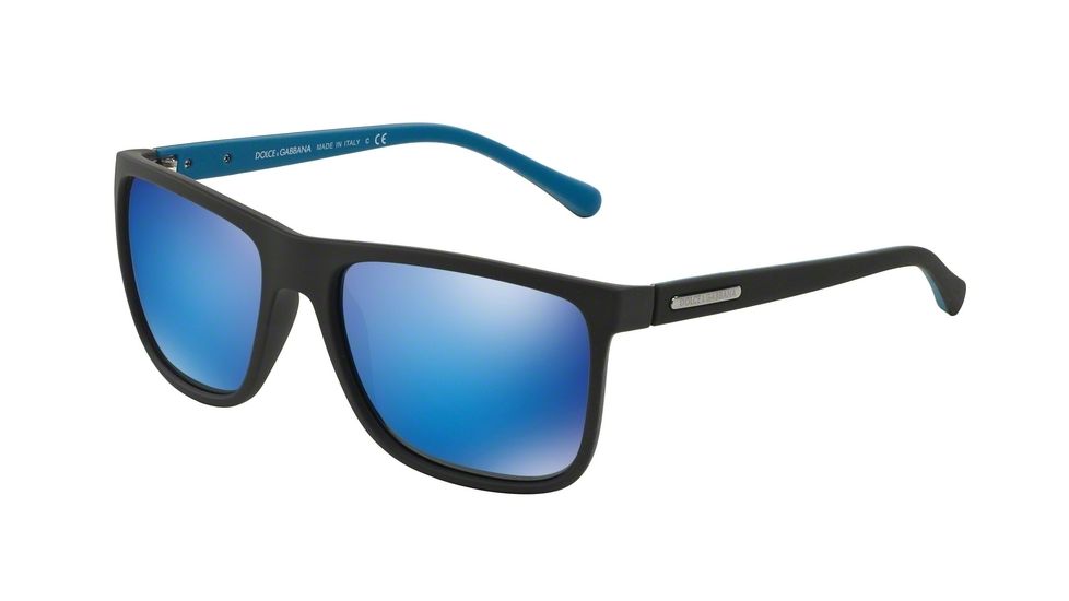 Dolce&amp;Gabbana OVER-MOLDED RUBEBR DG6086 Single Vision Prescription Sunglasses DG6086-293525-56 - Lens Diameter 56 mm, Frame Color Crystal Rubber