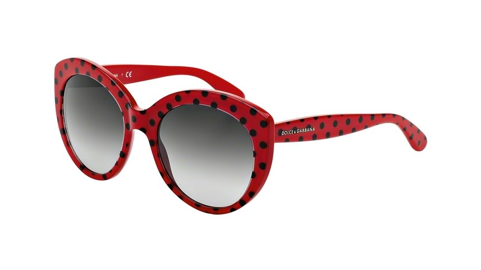 Dolce&amp;Gabbana POIS DG4227 Sunglasses 28738G-54 - Top Black Pois/red Frame, Grey Gradient Lenses