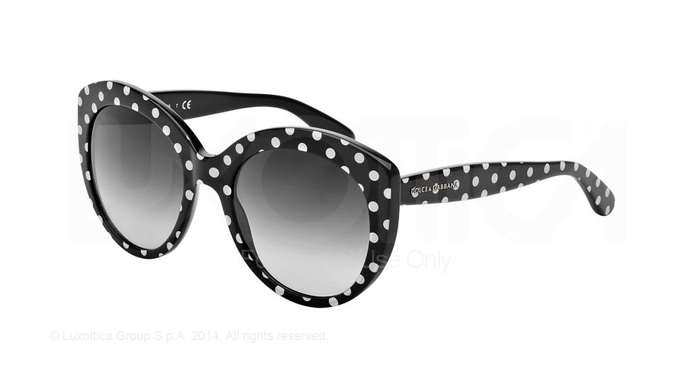 Dolce&amp;Gabbana POIS DG4227 Sunglasses 28748G-54 - Top White Pois/black Frame, Grey Gradient Lenses