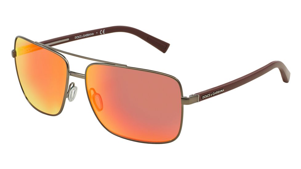 Dolce&amp;Gabbana RUBBER EVOLUTION DG2142 Sunglasses 12576Q-62 - Matte Gunmetal Frame, Red Multilayer Lenses