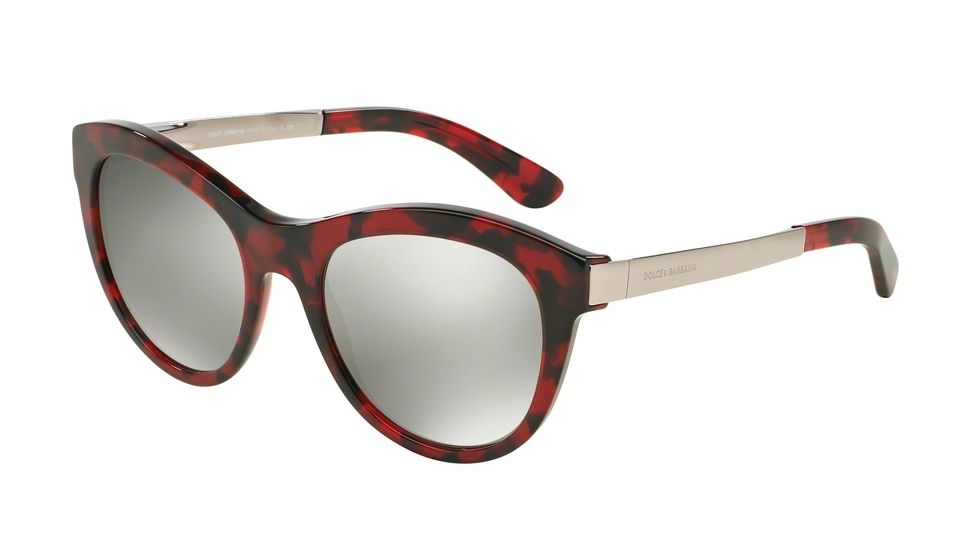 Dolce&amp;Gabbana SICILIAN TASTE DG4243 Sunglasses 28896G-53 - Bordeaux Cube Frame, Light Grey Mirror Silver Lenses