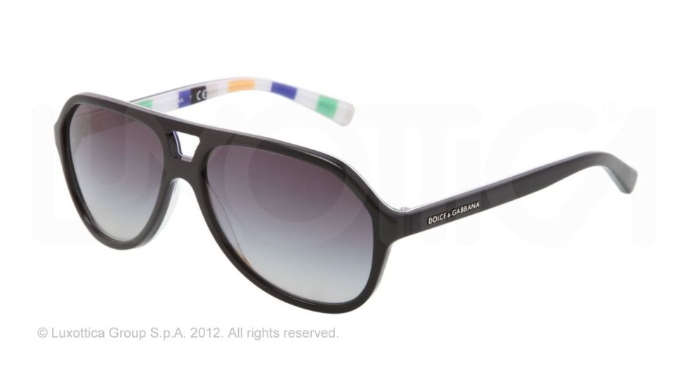 Dolce&Gabbana STRIPES DG4201 Single Vision Prescription Sunglasses DG4201-27178G-52 - Lens Diameter 52 mm, Lens Diameter 52 mm, Frame Color Top Black On Stripes