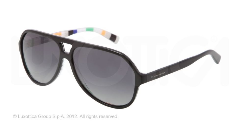 Dolce&amp;Gabbana STRIPES SPECIAL PROJECT DG4182P Single Vision Prescription Sunglasses DG4182P-2717T3-60 - Lens Diameter 60 mm, Lens Diameter 60 mm, Frame Color Top Black On Stripes
