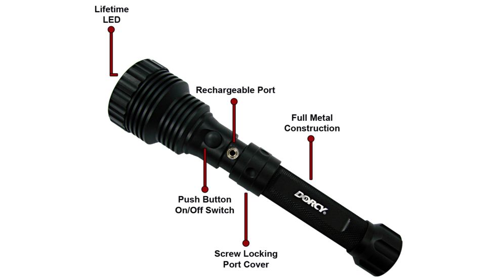 Dorcy 220 Lumens- Rechargeable Cree Xre LED Flashlight w/ Adaptors 41-4299