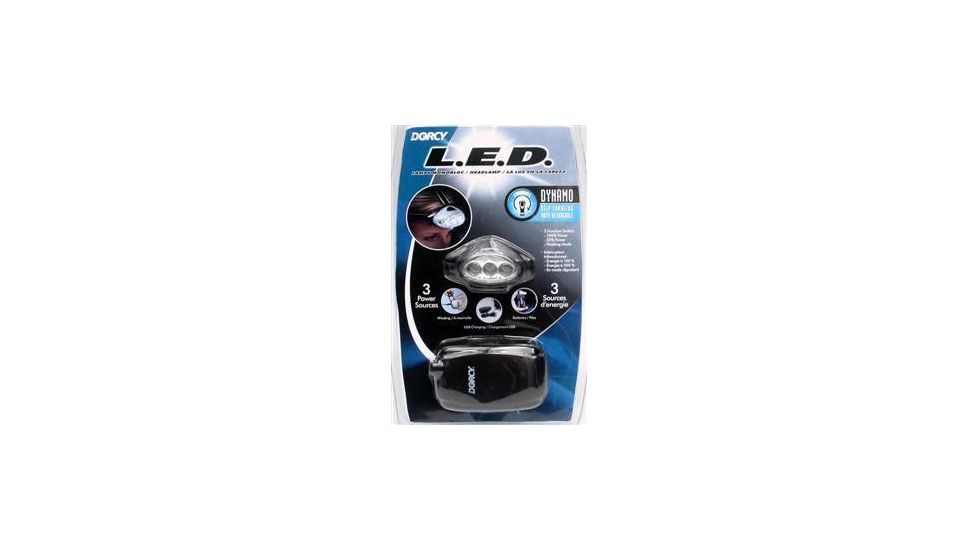 Dorcy 41-2092 3 LED Dynamo Headlight w/ USB &amp; Battery Pack