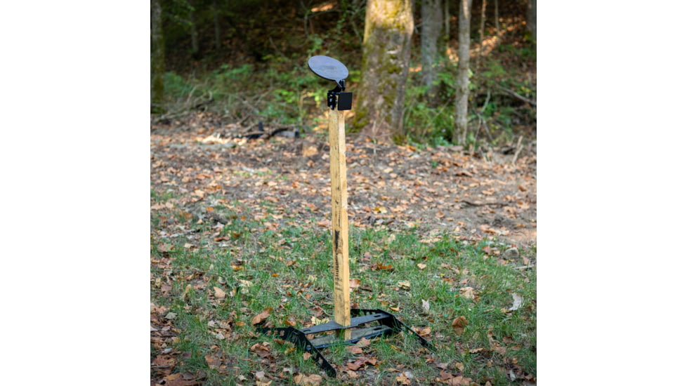 Double Tap Industries 3/8in AR500 8in Target w/2x4 Armored Knockdown Hanger, Raw/Black, TS-2x4-KD