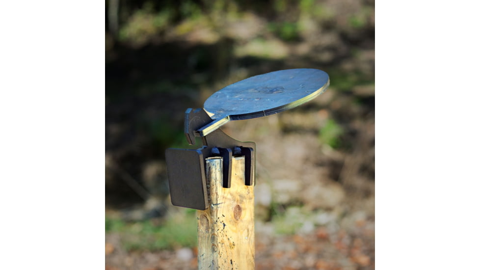 Double Tap Industries 3/8in AR500 8in Target w/2x4 Armored Knockdown Hanger, Raw/Black, TS-2x4-KD