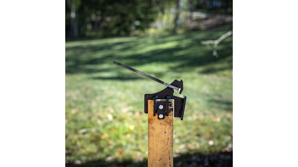 Double Tap Industries 3/8in AR500 8in Target w/2x4 Armored Knockdown Hanger, Raw/Black, TS-2x4-KD