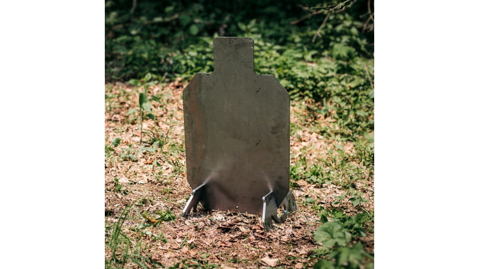 Double Tap Industries 3/8in AR500 Silhouette Target w/Modular Base, Raw, 12in x 20in, TS-MS-66