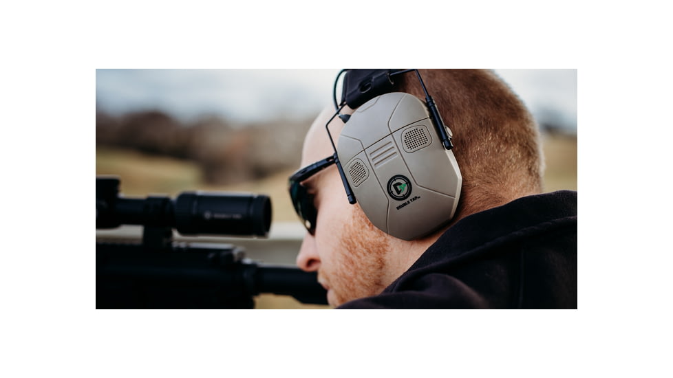 Double Tap Industries Bluetooth Earmuffs with Voice Enhancement &amp; Hearing Protection, Tan/Black, EM-BT-001