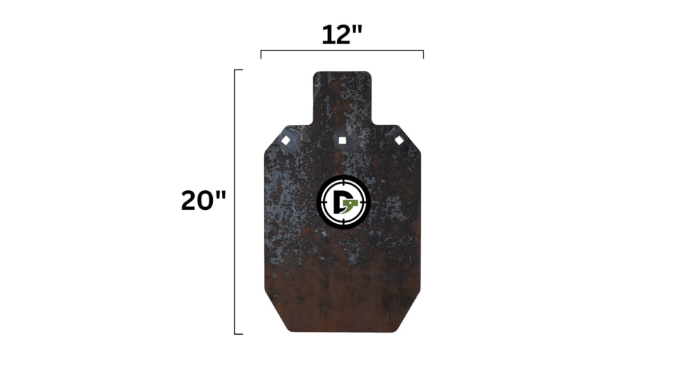 Double Tap Industries Heavy Duty 1/2in AR500 Steel Silhouette Target IPSC, Raw, 12in x 20in, ST66-HD