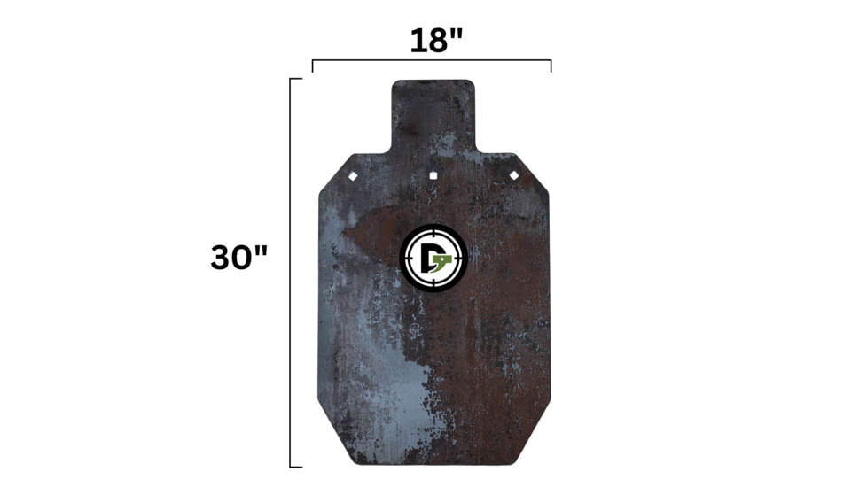Double Tap Industries Heavy Duty 1/2in AR500 Steel Silhouette Target IPSC, Raw, 18in x 30in, ST100-HD