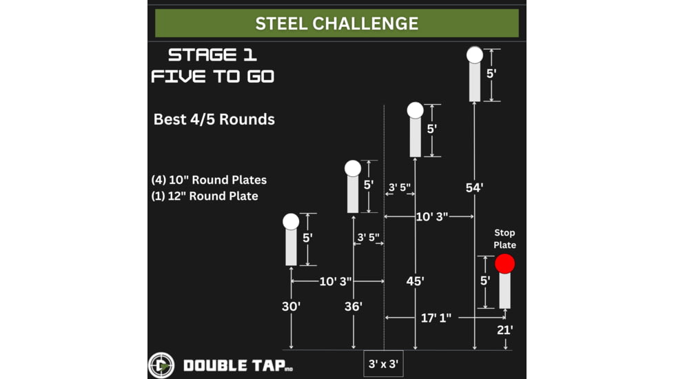 Double Tap Industries Steel Challenge Stage 1 - Five to Go Target, Raw, SC-5TG