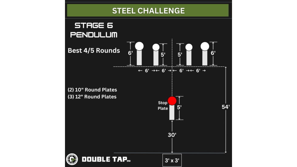Double Tap Industries Steel Challenge Stage 6 - Pendulum Target, Raw, SC-PD